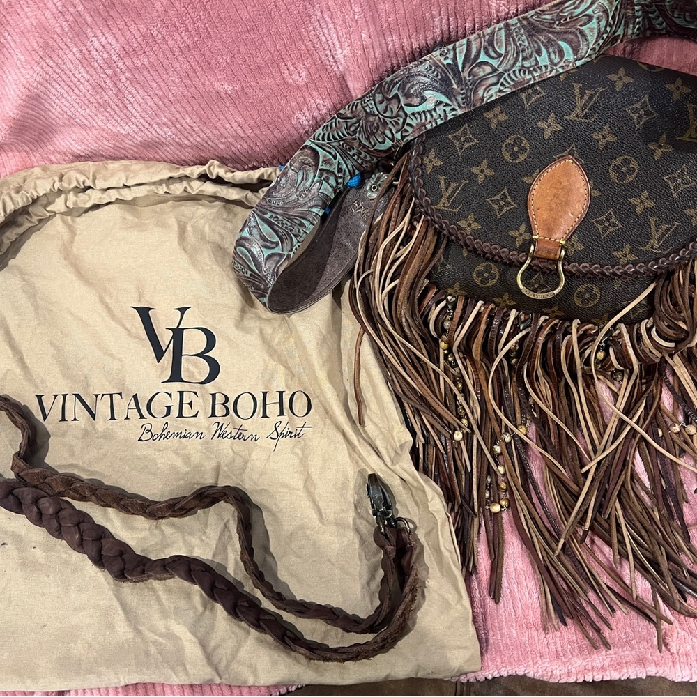 Vintage Brown Bohemian Crossbody Bag with Fringe